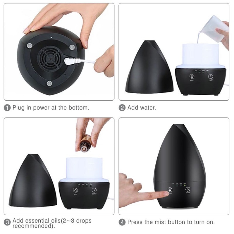 Accueil Humidificateur d'air à ultrasons portable Diffuseur d'huile essentielle avec lumière nocturne pour chambre