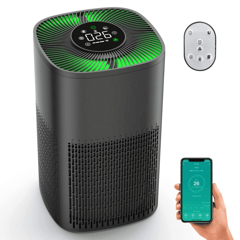 Purificateur d'air HEPA pour bureau WiFi avec lumière tricolore LED