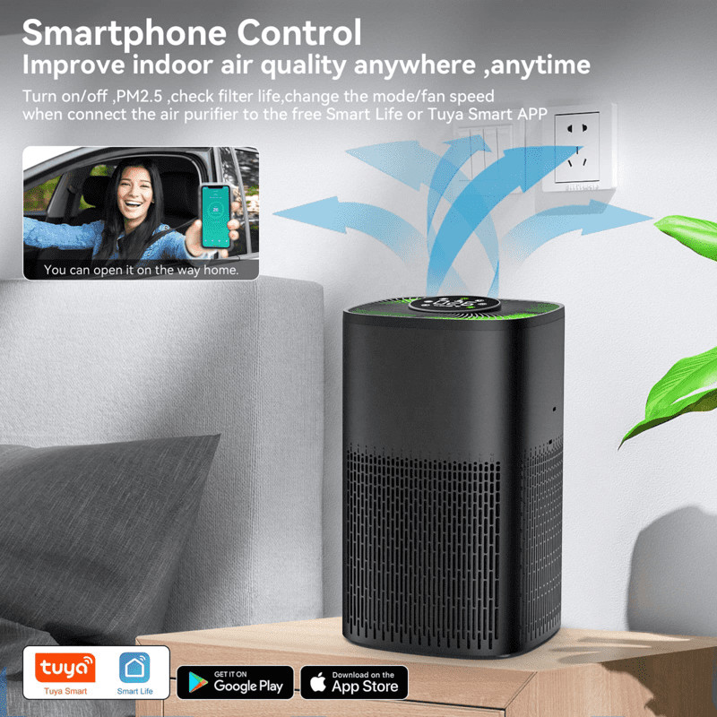 Purificateur d'air intelligent avec écran PM2.5 et lumière tricolore LED