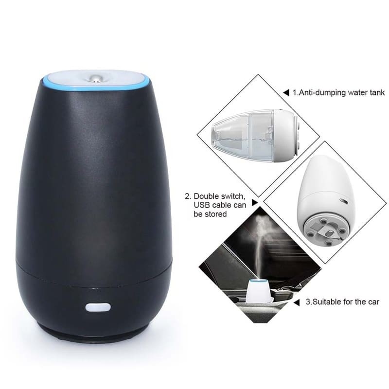 Diffuseur de voiture Humidificateur d'aromathérapie Diffuseur d'huile essentielle USB Cool Mist Mini Diffuseur portable