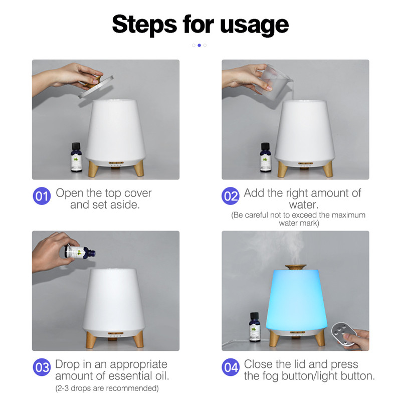 Diffuseurs de haut-parleurs Bluetooth intelligents de 300 ml pour huiles essentielles Humidificateur de brouillard froid Diffuseur d'huile essentielle aromatique